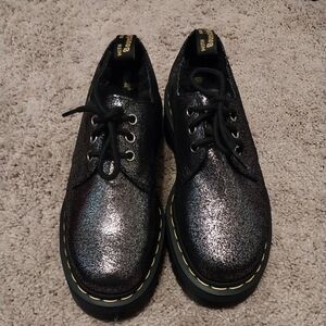 1461 Faux Fur-Lined Metallic Leather Platform size 8 Light Used